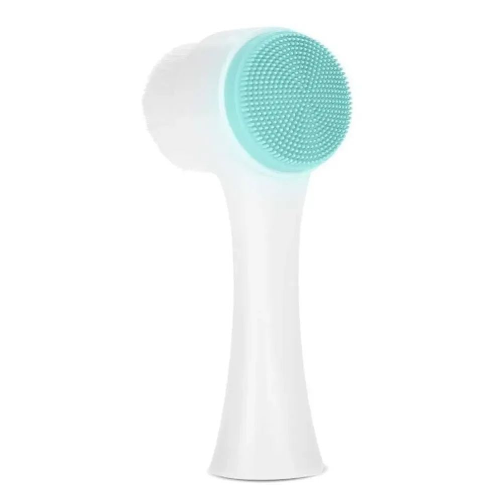White and Tiffany blue double sided facial cleaning brush